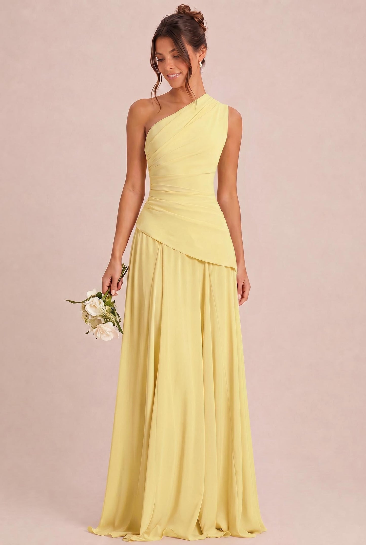 Arabella One-Shoulder Chiffon Dress