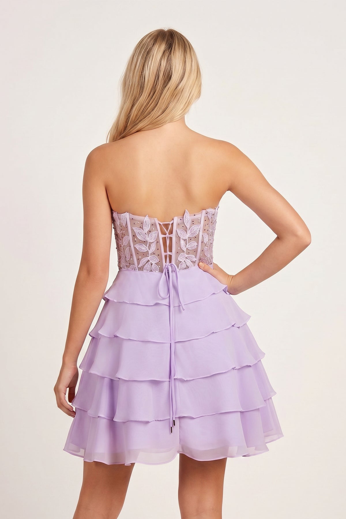 Delphine Tiered Corset Homecoming Dress