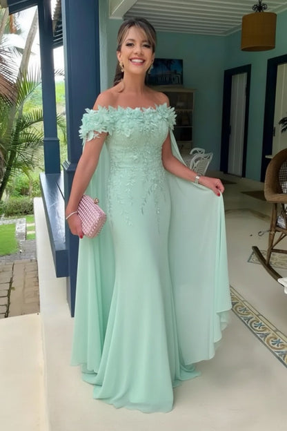 Margot Off-Shoulder Chiffon Mermaid Dress