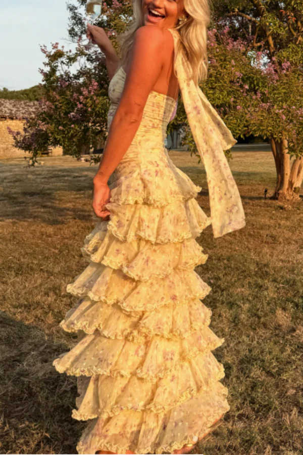 Isabelle Chiffon Strapless Maxi Dress