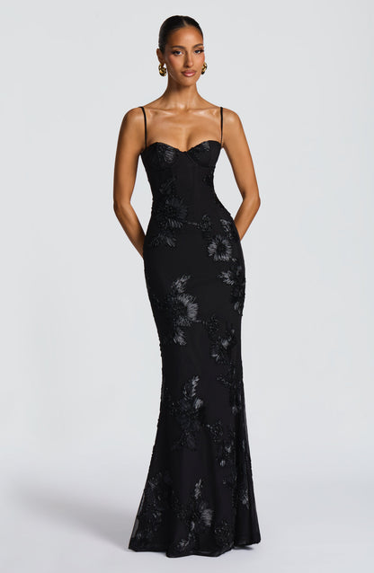 Nefertiti Plum Silk Maxi Dress