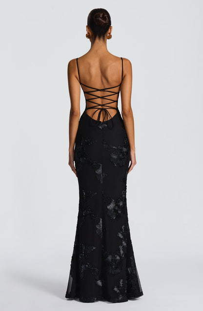 Nefertiti Plum Silk Maxi Dress