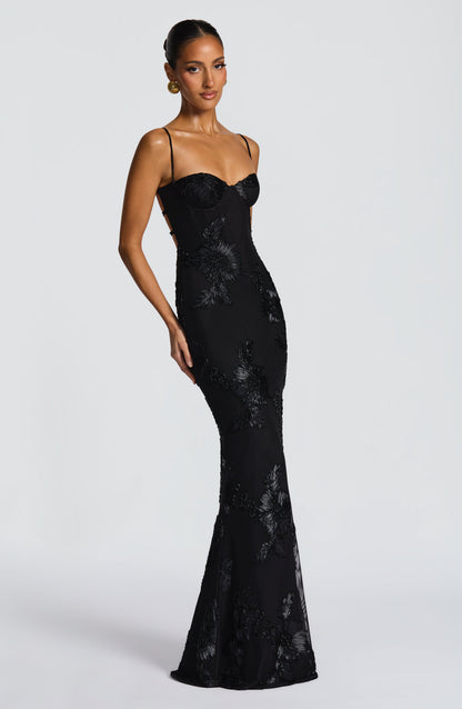 Nefertiti Plum Silk Maxi Dress