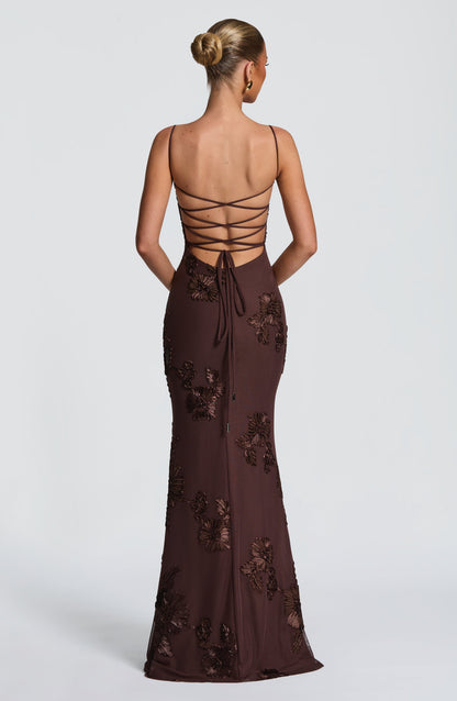 Nefertiti Plum Silk Maxi Dress