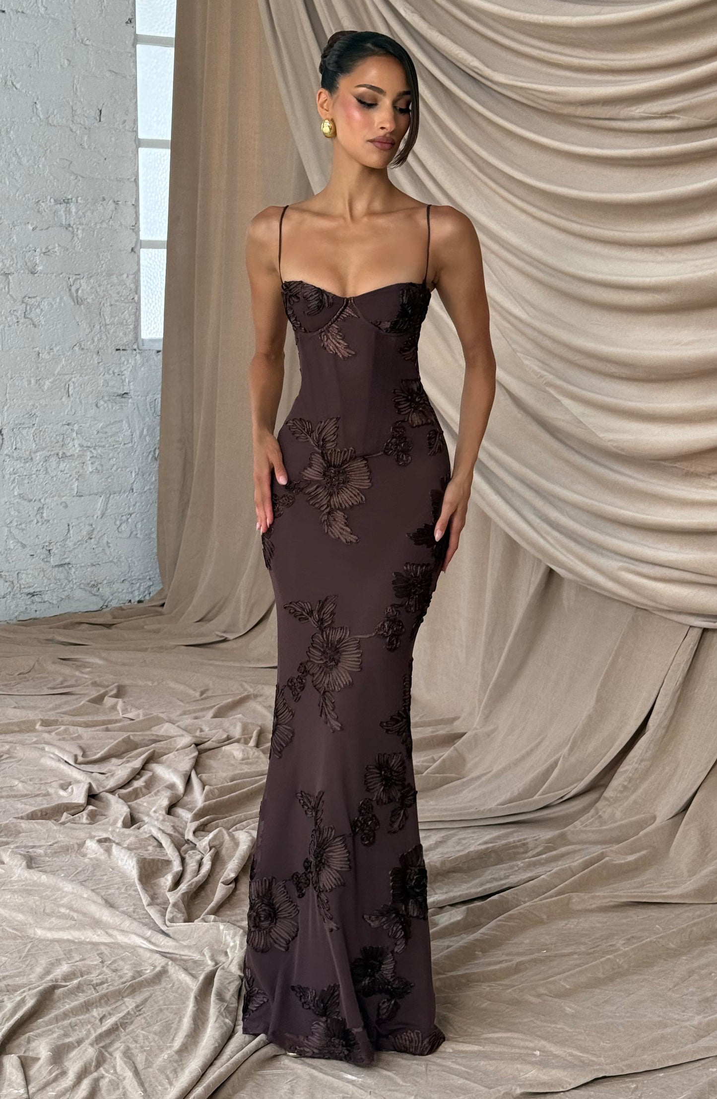 Nefertiti Plum Silk Maxi Dress
