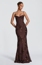 Nefertiti Plum Silk Maxi Dress