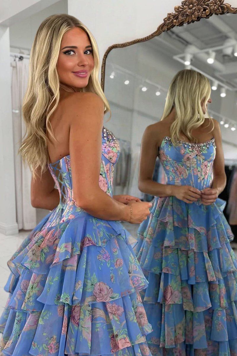 Violet Chiffon Strapless Gown