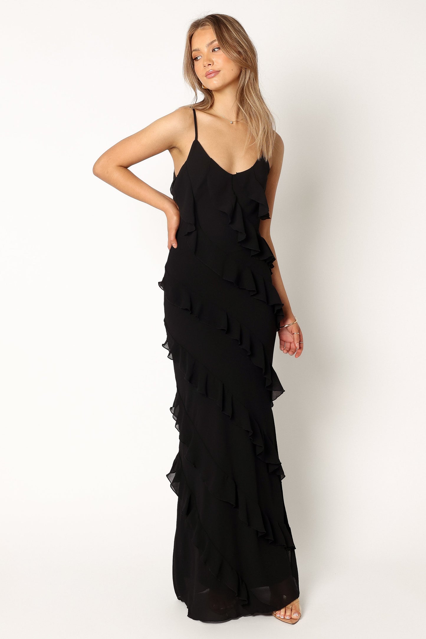 Ciao Ruffle Maxi Dress in Cerulean