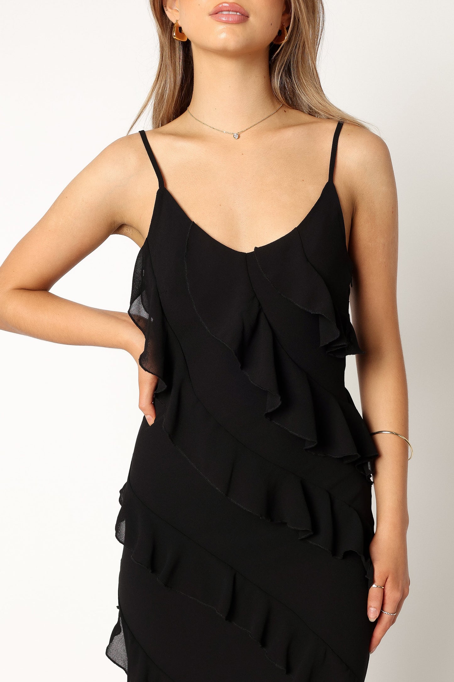 Ciao Ruffle Maxi Dress in Cerulean