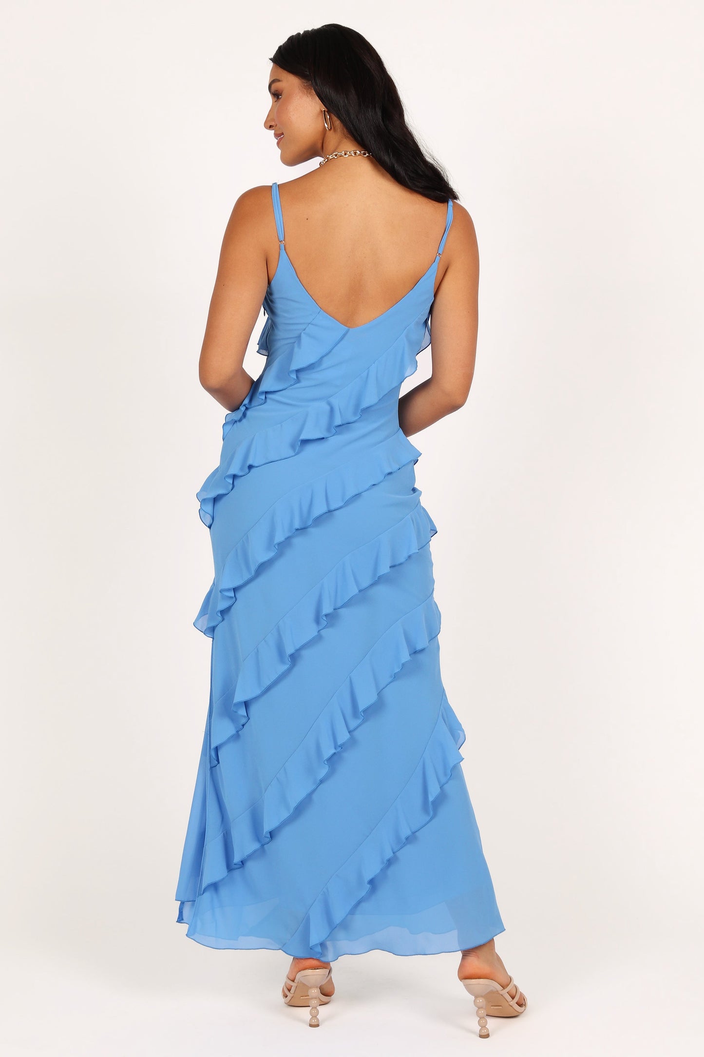 Ciao Ruffle Maxi Dress in Cerulean
