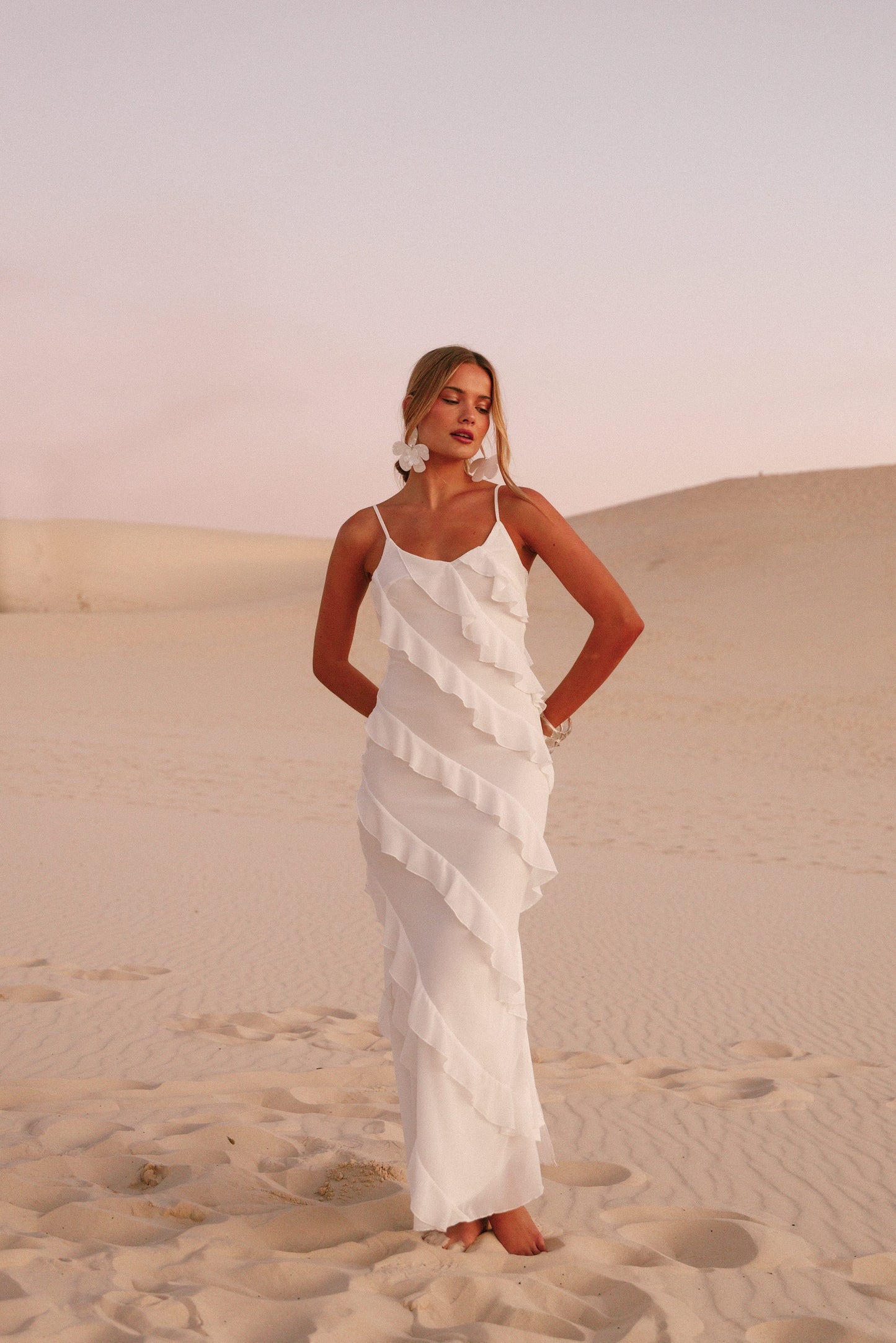 Ciao Ruffle Maxi Dress in Cerulean