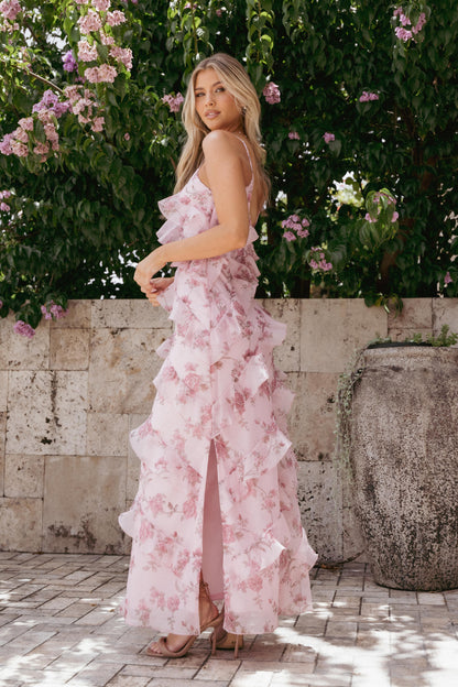 Ciao Ruffle Maxi Dress in Cerulean