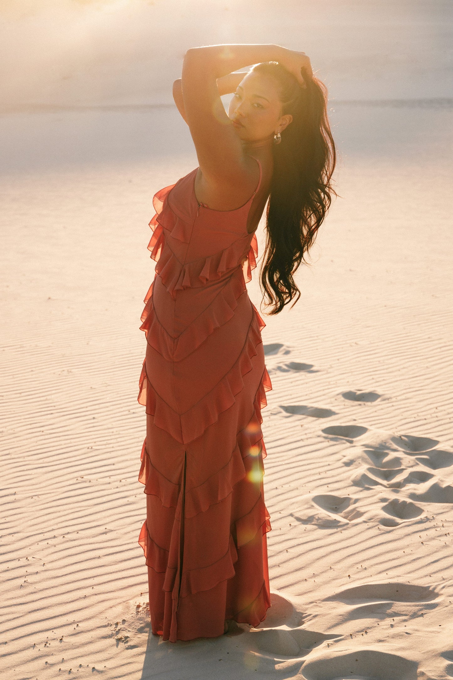 Ciao Ruffle Maxi Dress in Cerulean