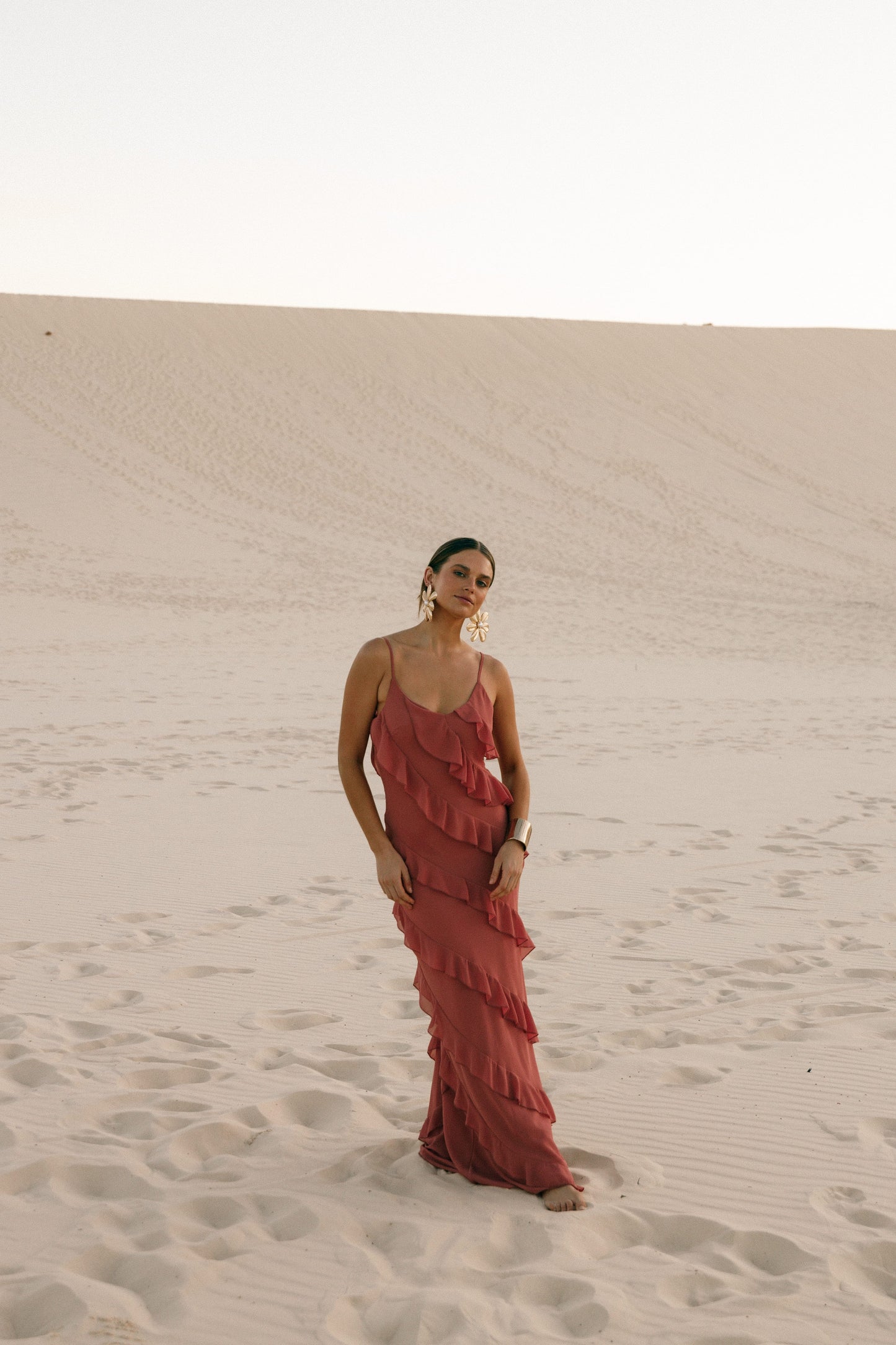 Ciao Ruffle Maxi Dress in Cerulean