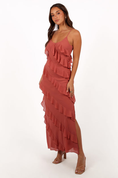Ciao Ruffle Maxi Dress in Cerulean
