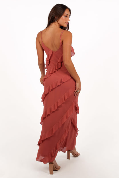 Ciao Ruffle Maxi Dress in Cerulean