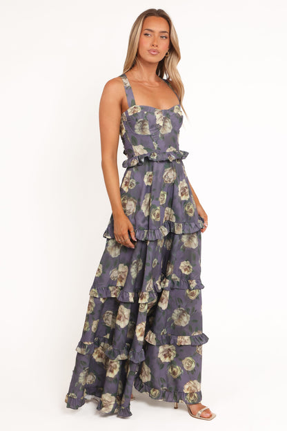 Lillee Tiered Maxi Dress in Lavender Floral