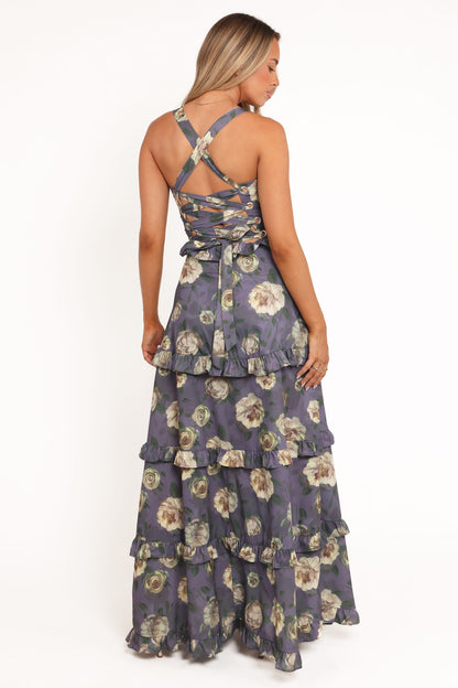 Lillee Tiered Maxi Dress in Lavender Floral