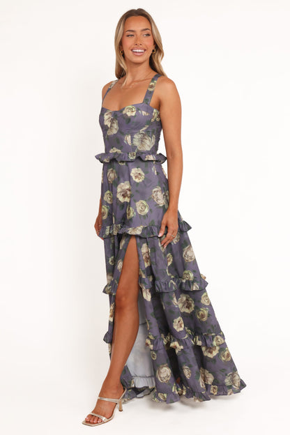 Lillee Tiered Maxi Dress in Lavender Floral