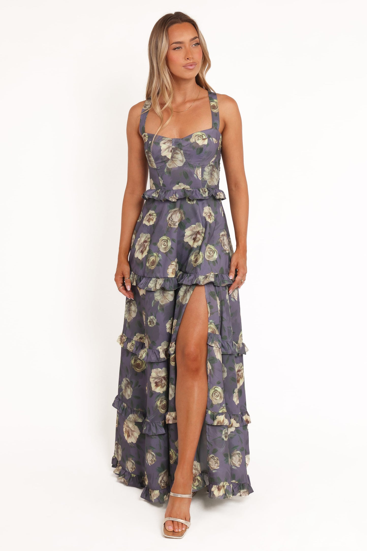 Lillee Tiered Maxi Dress in Lavender Floral