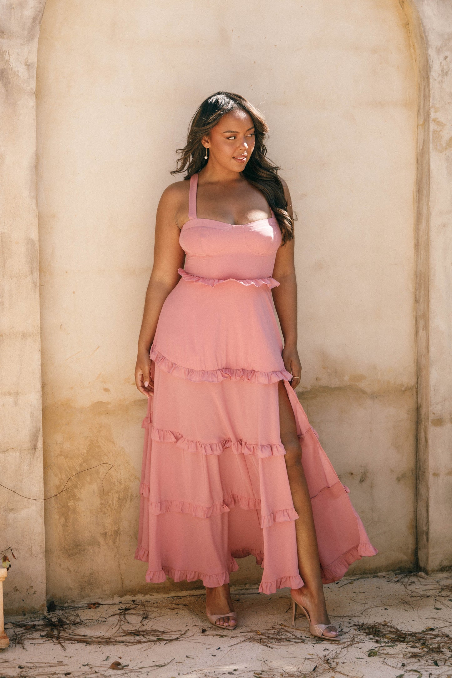 Lillee Tiered Maxi Dress in Lavender Floral