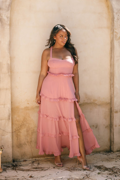 Lillee Tiered Maxi Dress in Lavender Floral