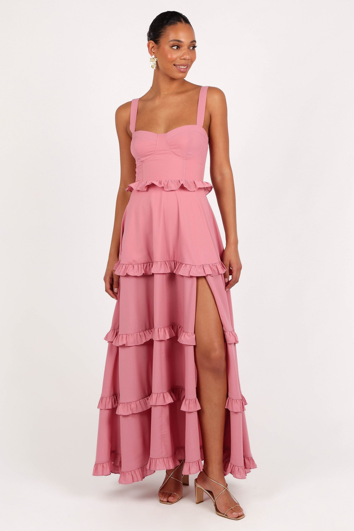 Lillee Tiered Maxi Dress in Lavender Floral