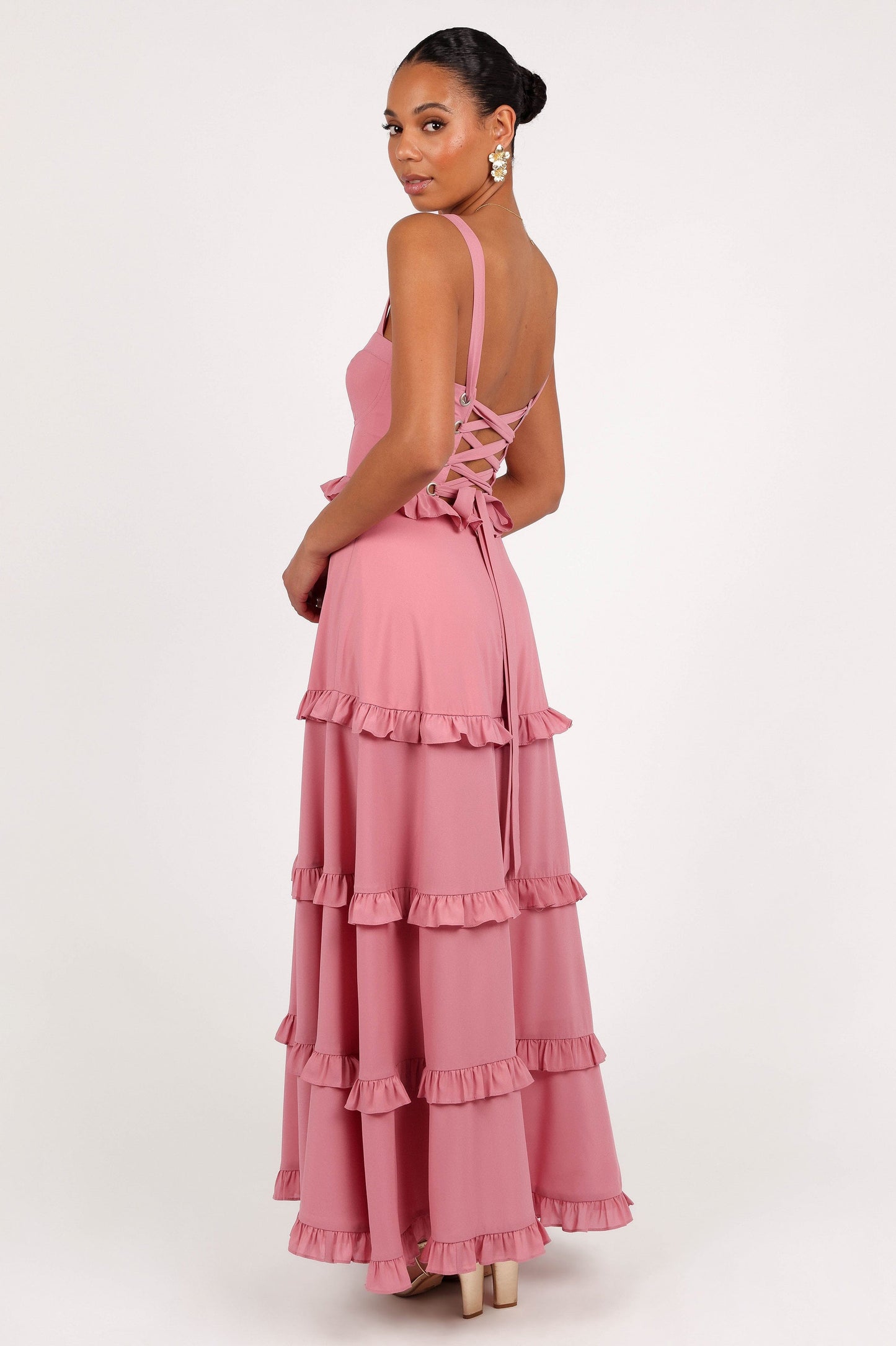 Lillee Tiered Maxi Dress in Lavender Floral