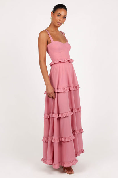 Lillee Tiered Maxi Dress in Lavender Floral