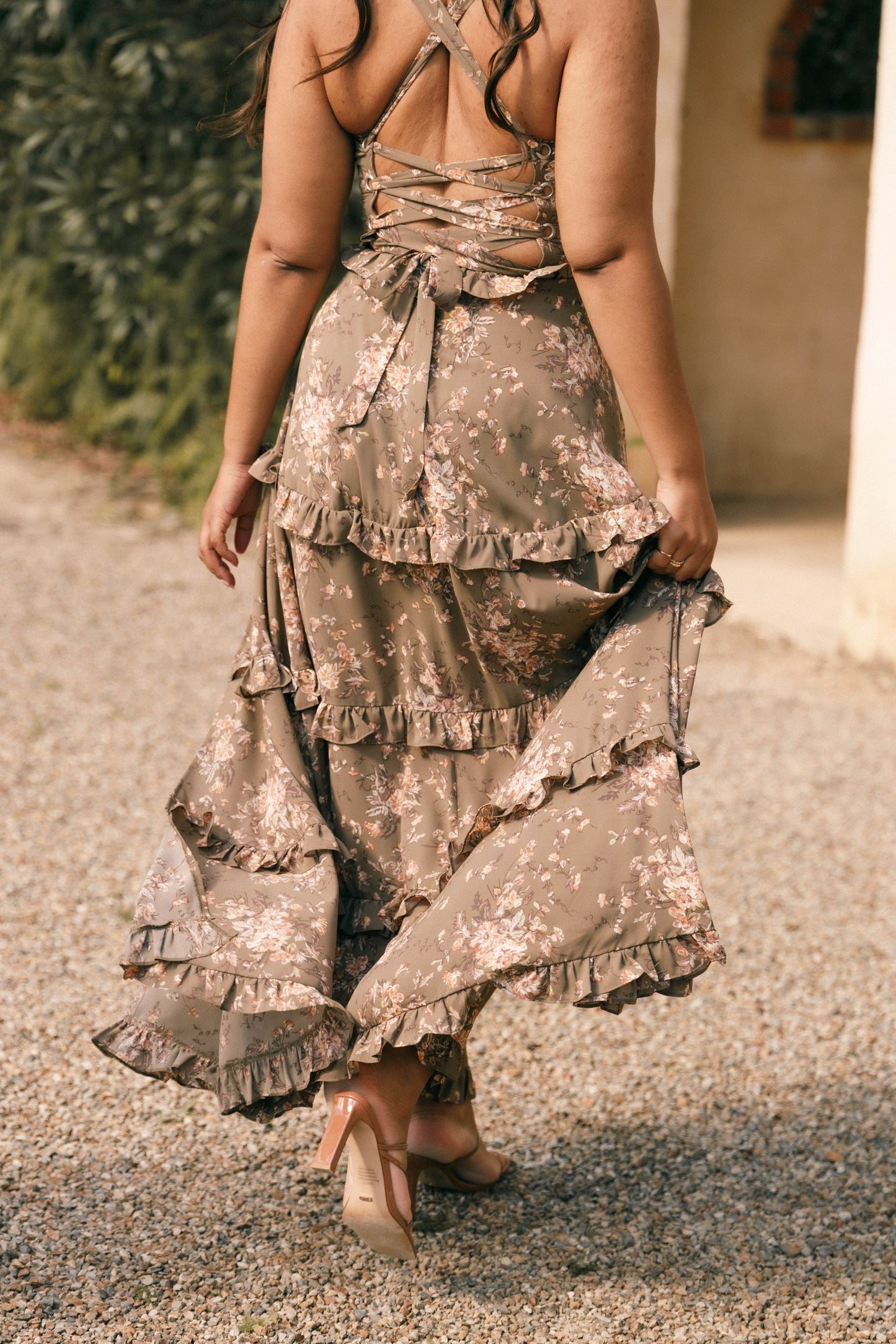Lillee Tiered Maxi Dress in Lavender Floral