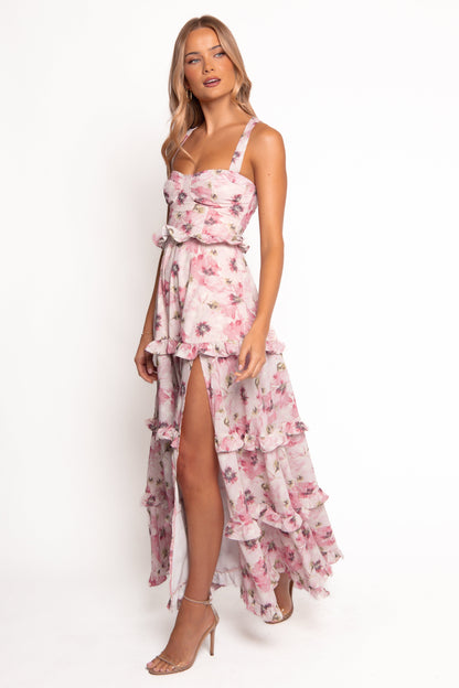 Lillee Tiered Maxi Dress in Lavender Floral
