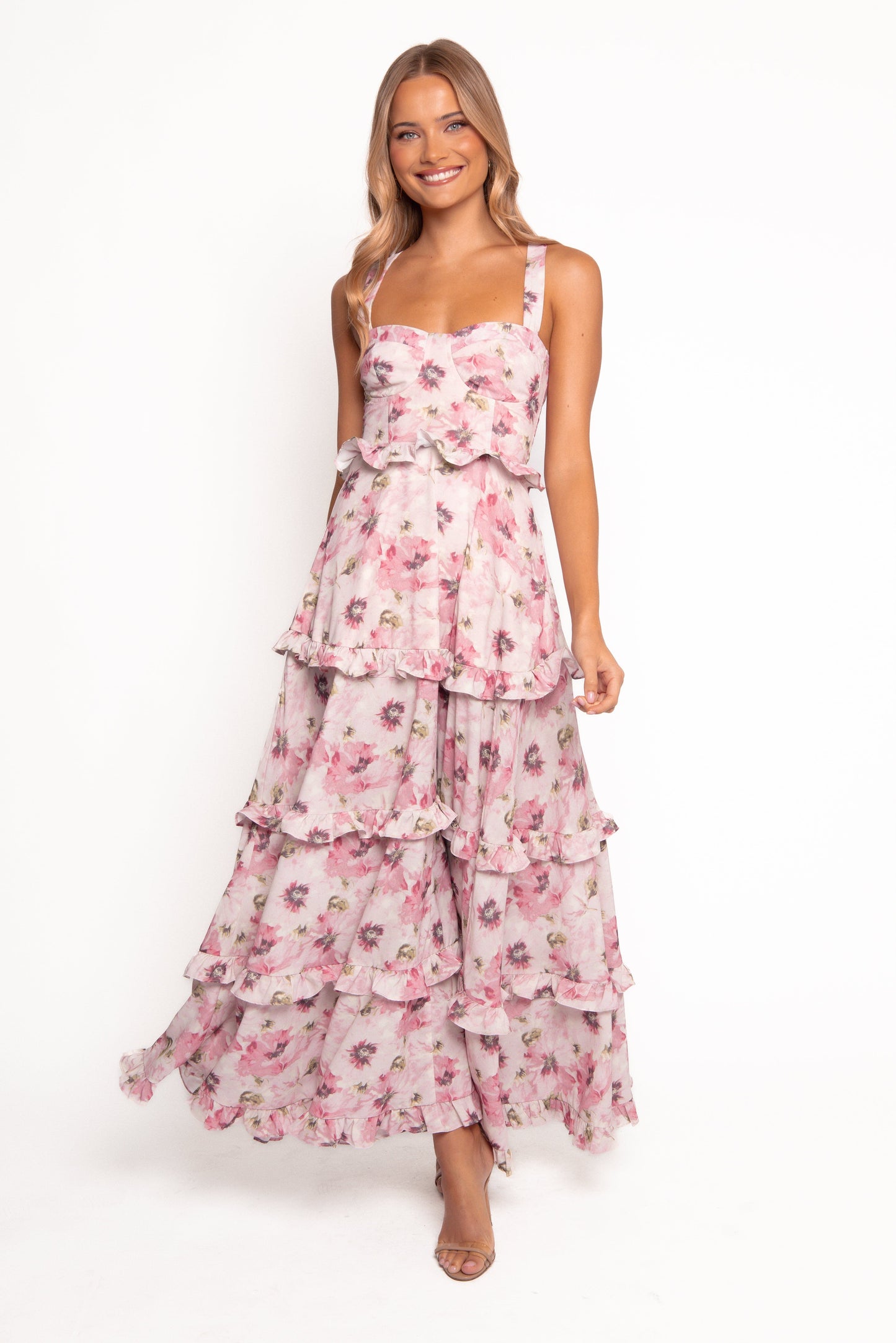 Lillee Tiered Maxi Dress in Lavender Floral