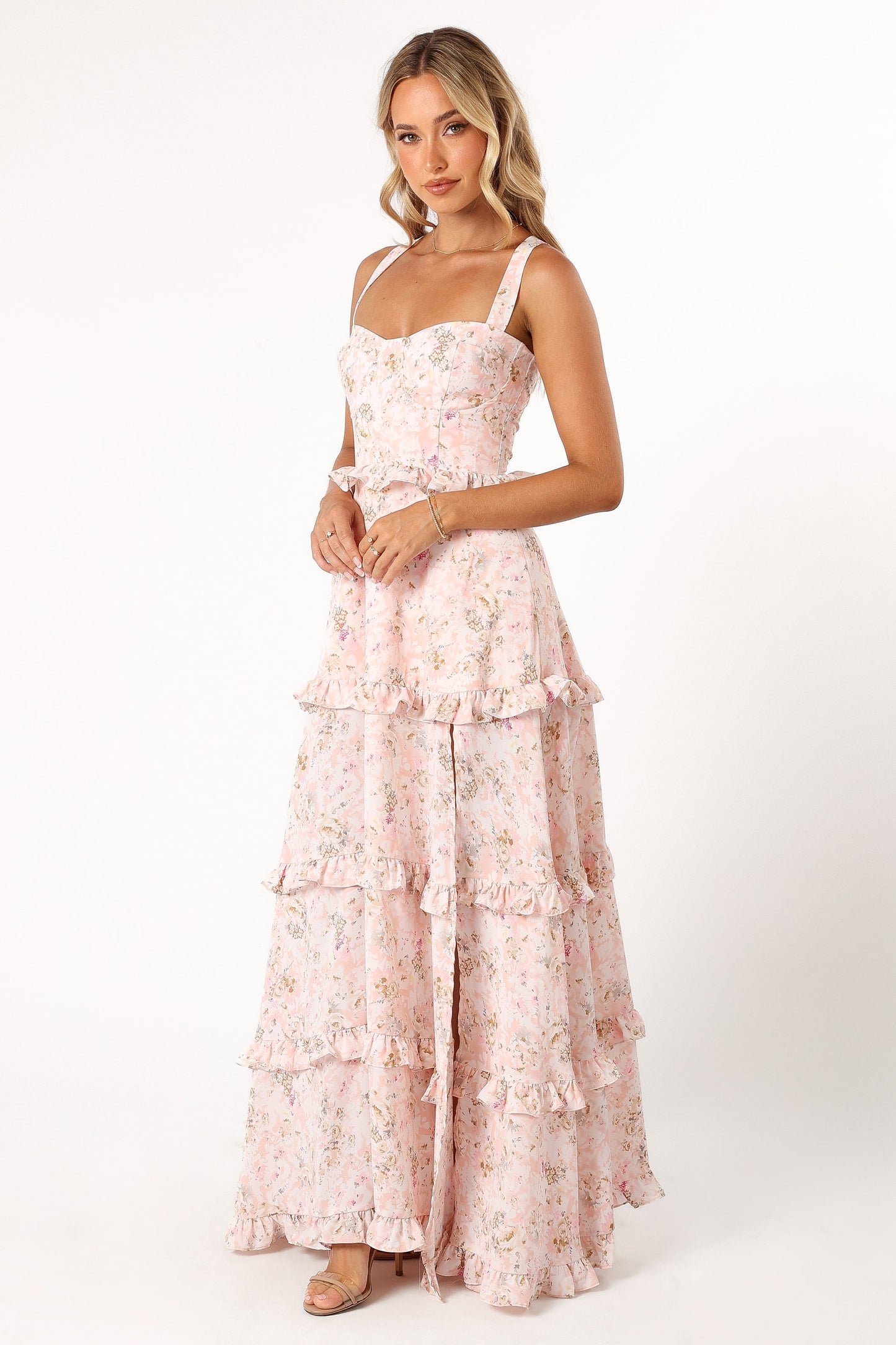Lillee Tiered Maxi Dress in Lavender Floral
