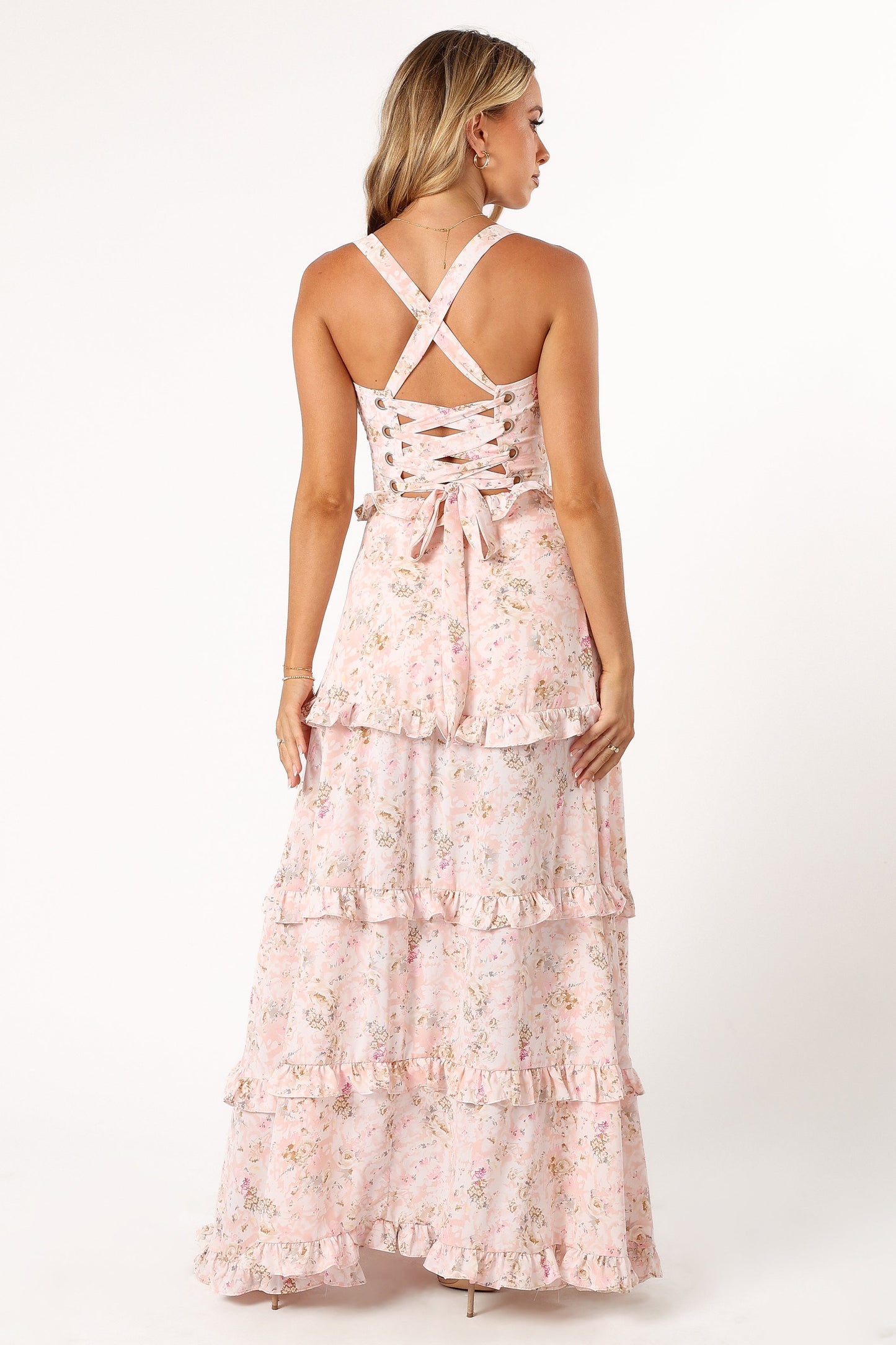 Lillee Tiered Maxi Dress in Lavender Floral