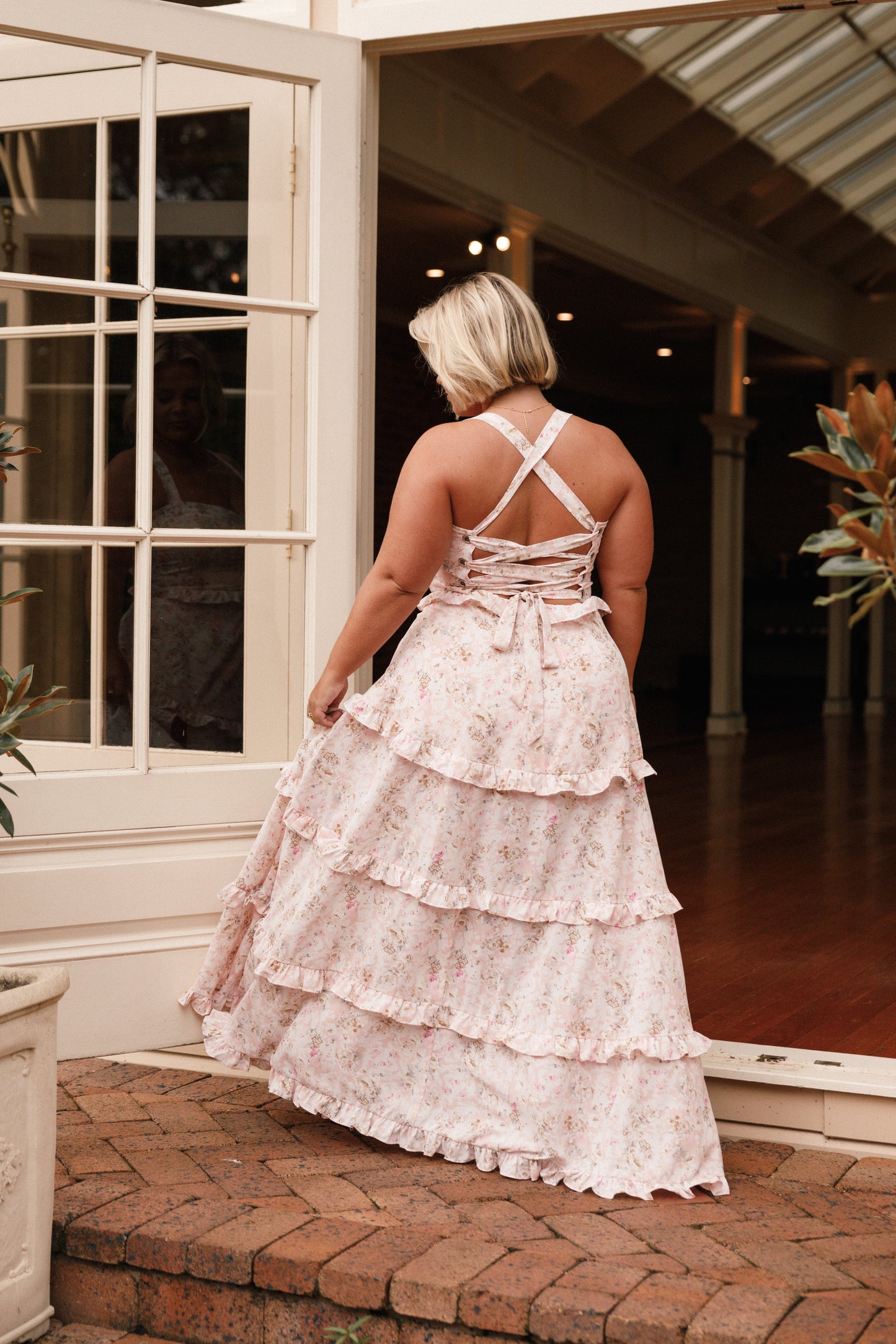 Lillee Tiered Maxi Dress in Lavender Floral