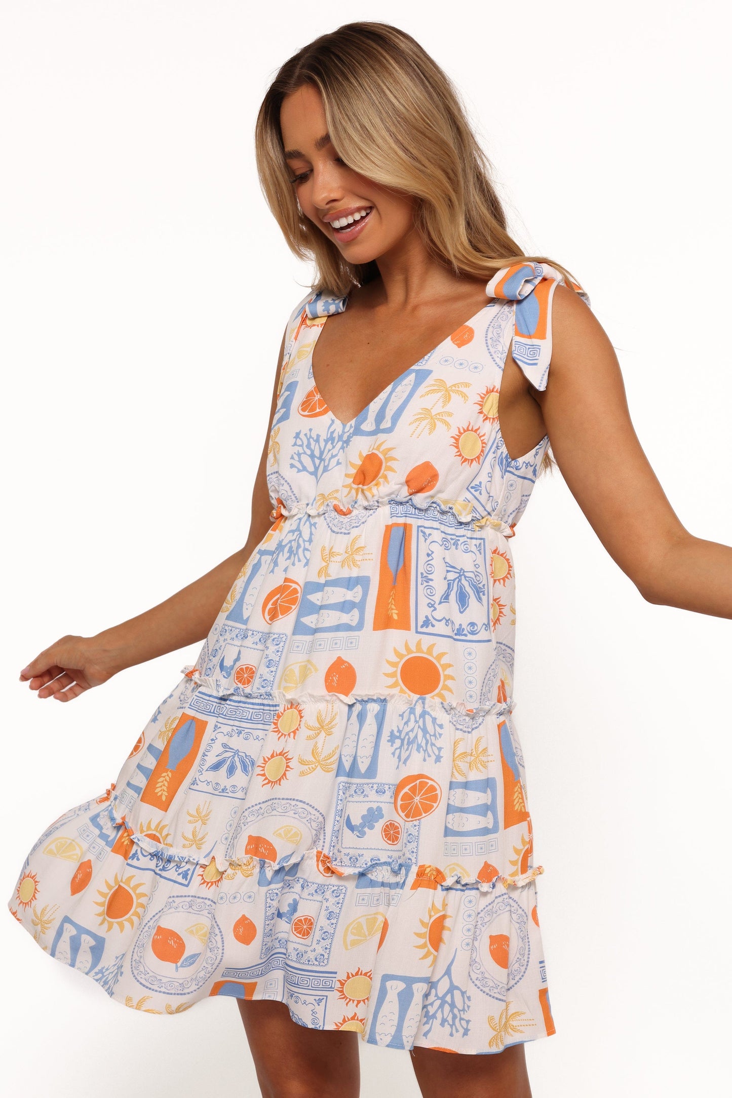 Melodie Silk Mini Dress in Multi