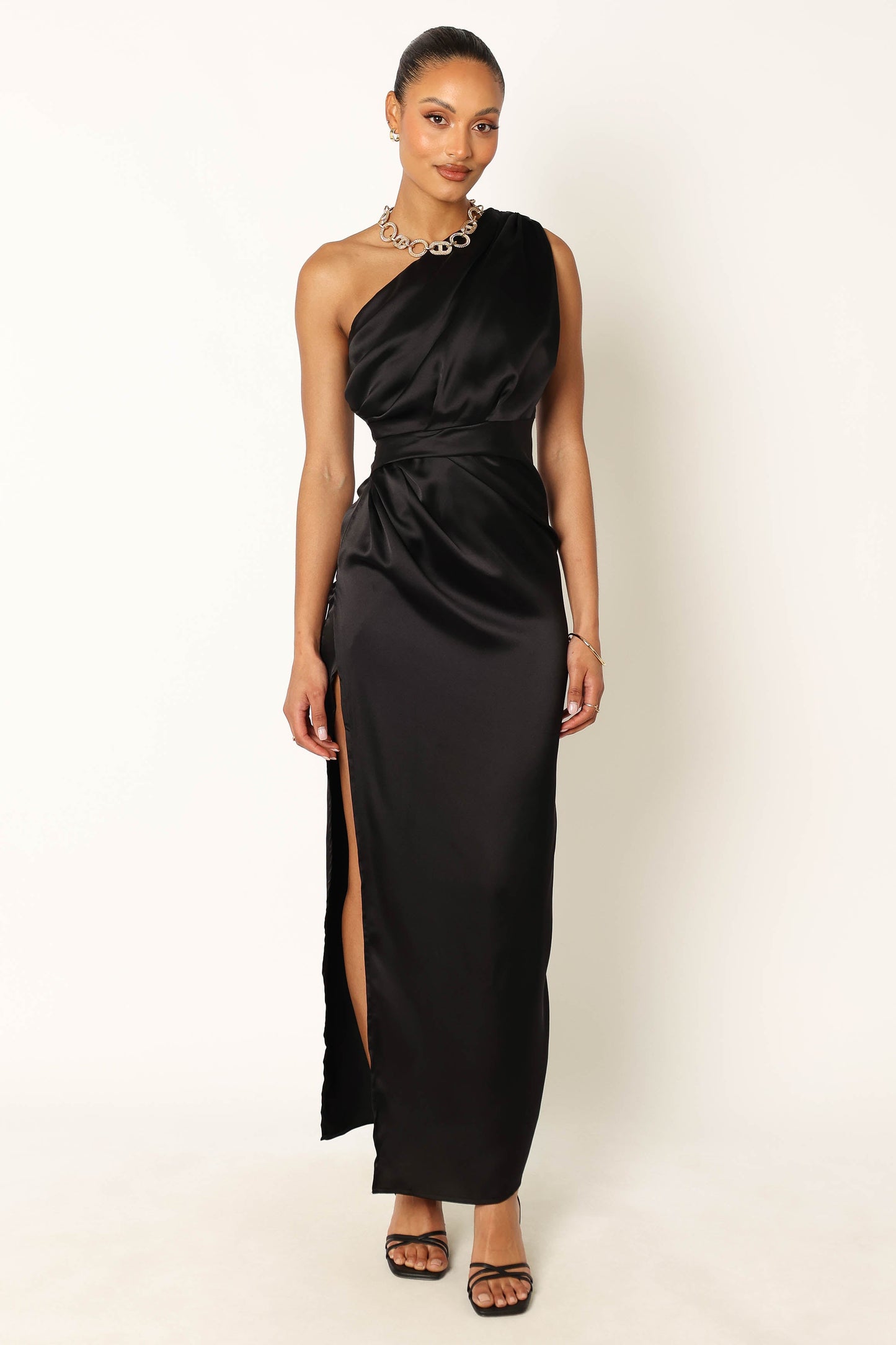 Nadia One-Shoulder Maxi Dress in Navy