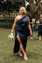Nadia One-Shoulder Maxi Dress in Navy