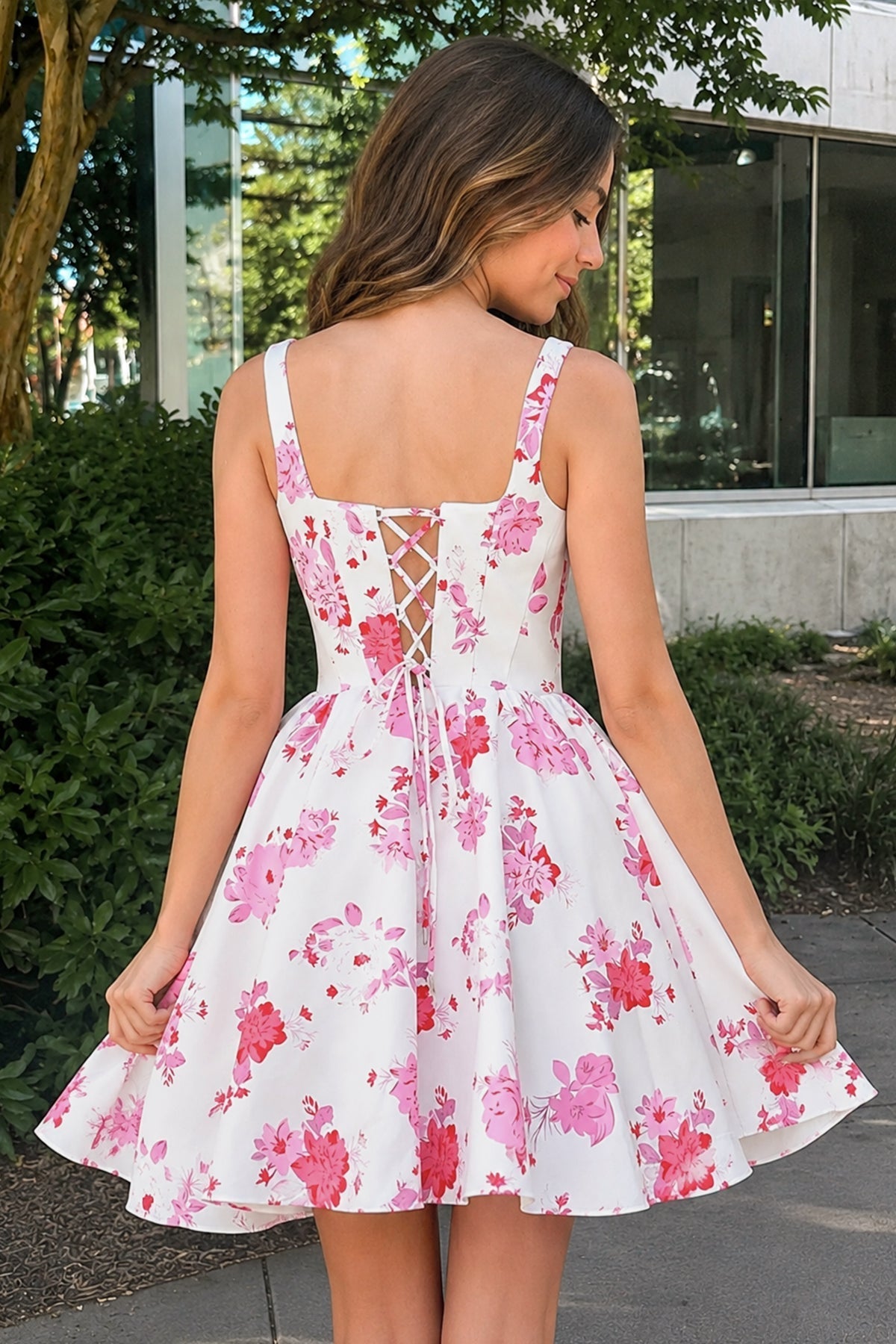 Rosalie Floral Satin A-Line Dress