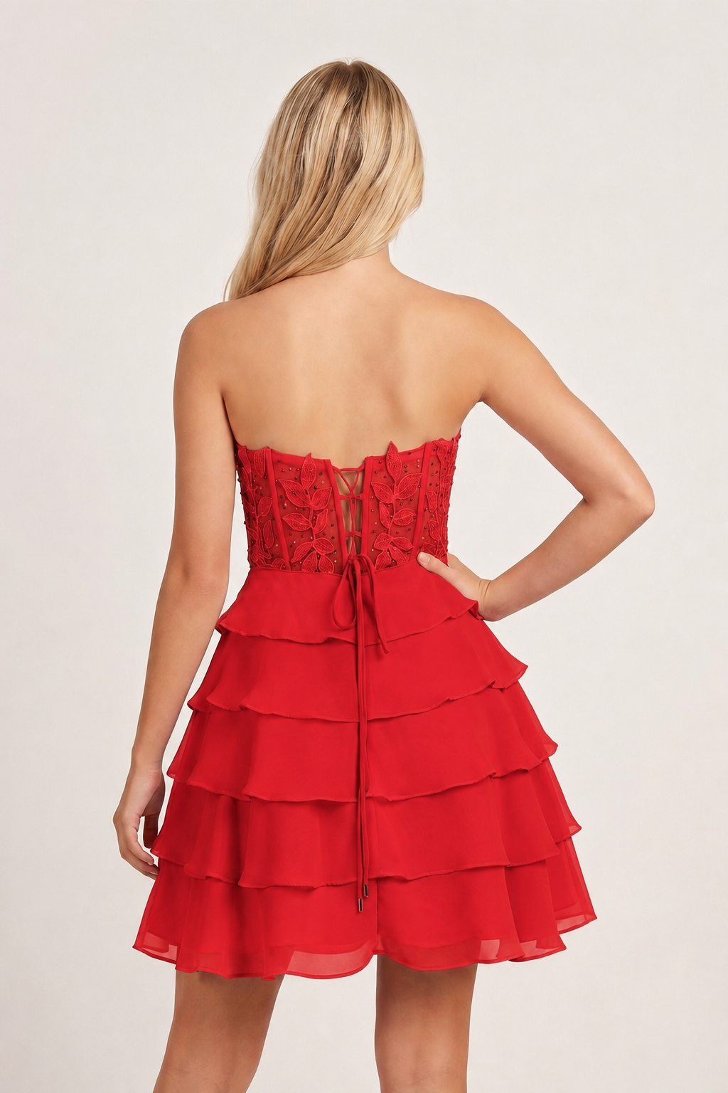 Delphine Tiered Corset Homecoming Dress