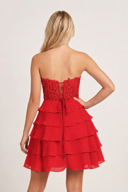 Delphine Tiered Corset Homecoming Dress