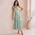 Riley Linen Maxi Dress in Sage