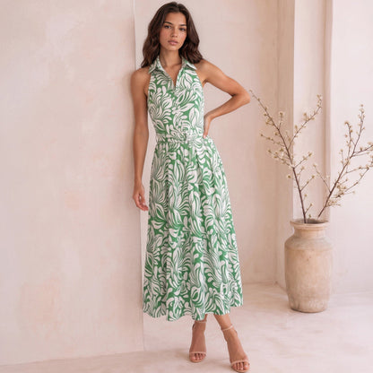 Riley Linen Maxi Dress in Sage