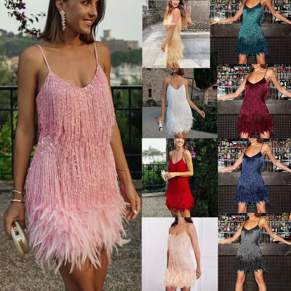 Alya Feather Mini Dress