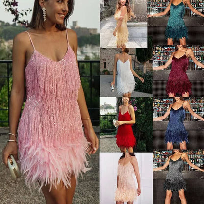 Alya Feather Mini Dress