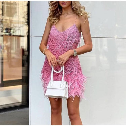 Alya Feather Mini Dress