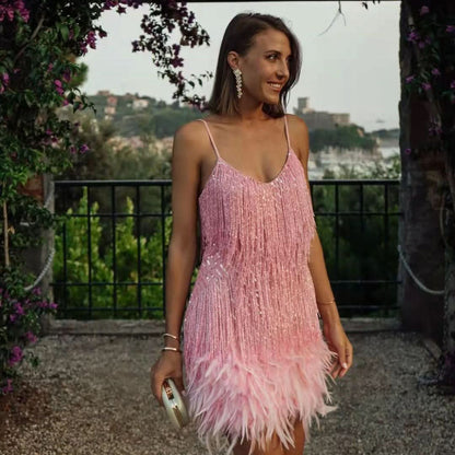 Alya Feather Mini Dress