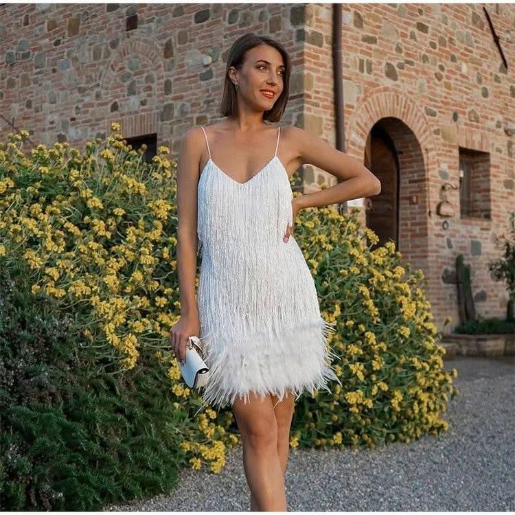 Alya Feather Mini Dress