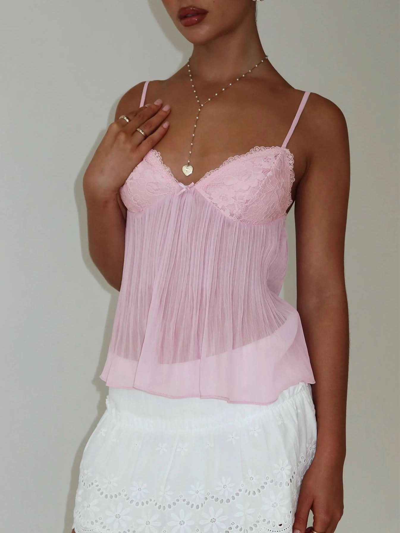 Noble Lace Pleated Top