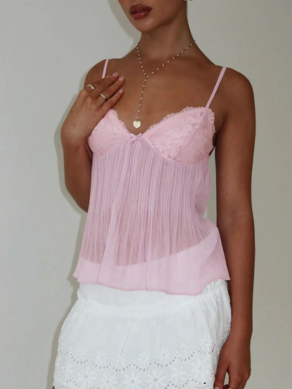 Noble Lace Pleated Top